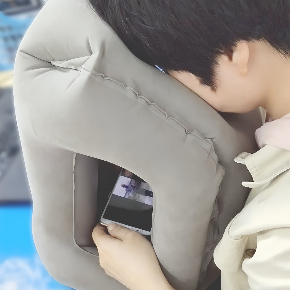 Portable Inflatable Travel Pillow with Chin Support – Ergonomic Comfort for Travel, Office & Home