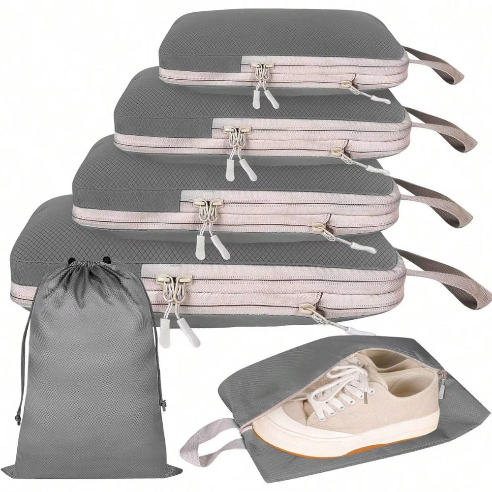 6-Piece Compression Packing Cube Set – Space-Saving Travel Storage Bags