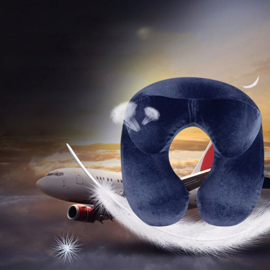 U-Shape Inflatable Travel Neck Pillow – Soft Velvet Support for Long Travel