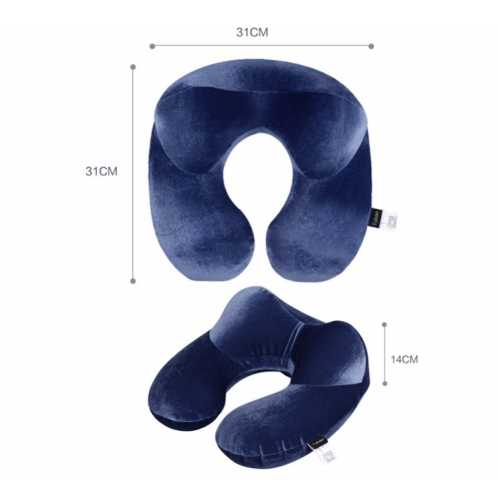 U-Shape Inflatable Travel Neck Pillow – Soft Velvet Support for Long Travel