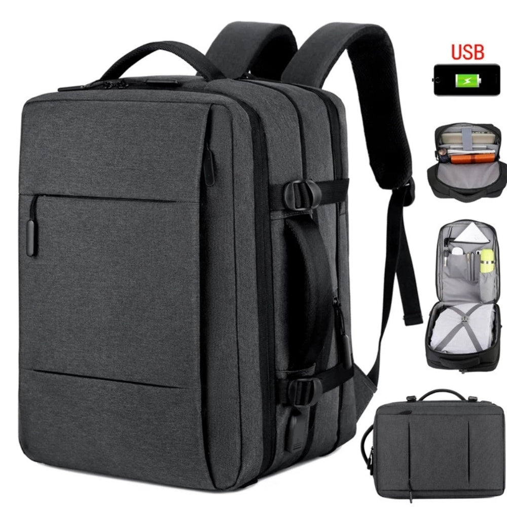 Expandable Travel Backpack with USB Port – Waterproof & Large Capacity