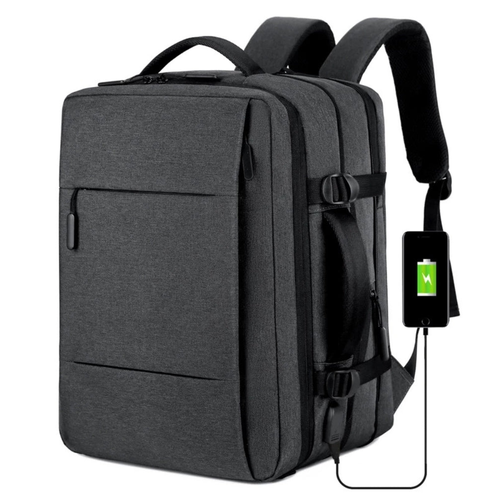 Expandable Travel Backpack with USB Port – Waterproof & Large Capacity