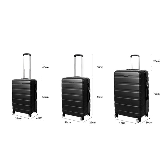 Slimbridge 3PC Luggage sets Suitcase Black-1919892860673593346