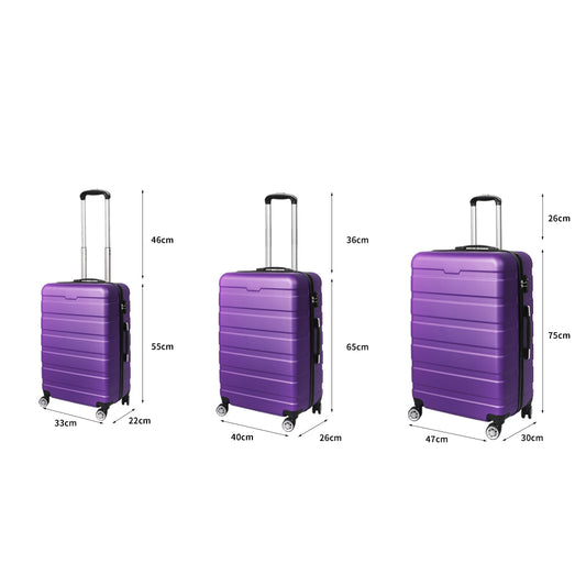 Slimbridge 3PC Luggage sets Suitcase Purple-1919892861579563010