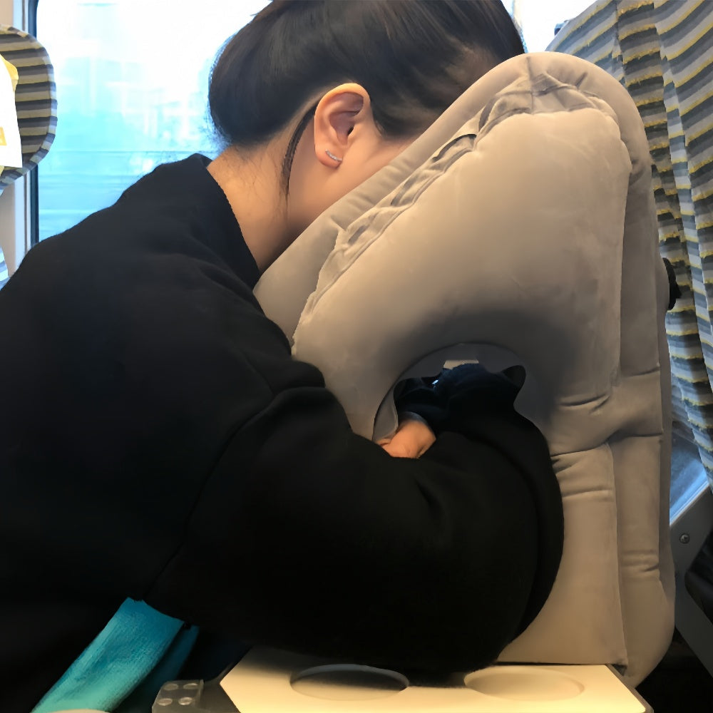 Portable Inflatable Travel Pillow with Chin Support – Ergonomic Comfort for Travel, Office & Home