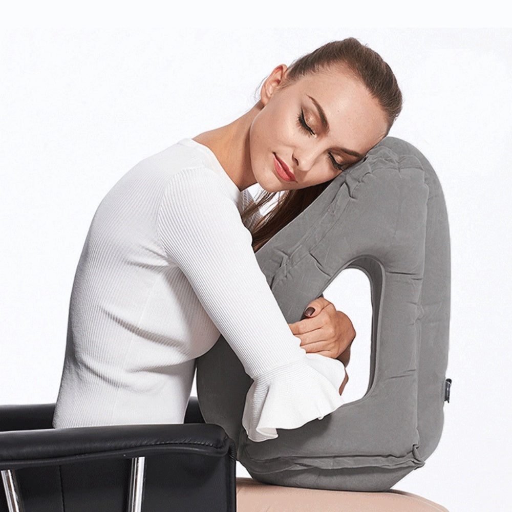 Portable Inflatable Travel Pillow with Chin Support – Ergonomic Comfort for Travel, Office & Home