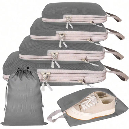6-Piece Compression Packing Cube Set – Space-Saving Travel Storage Bags