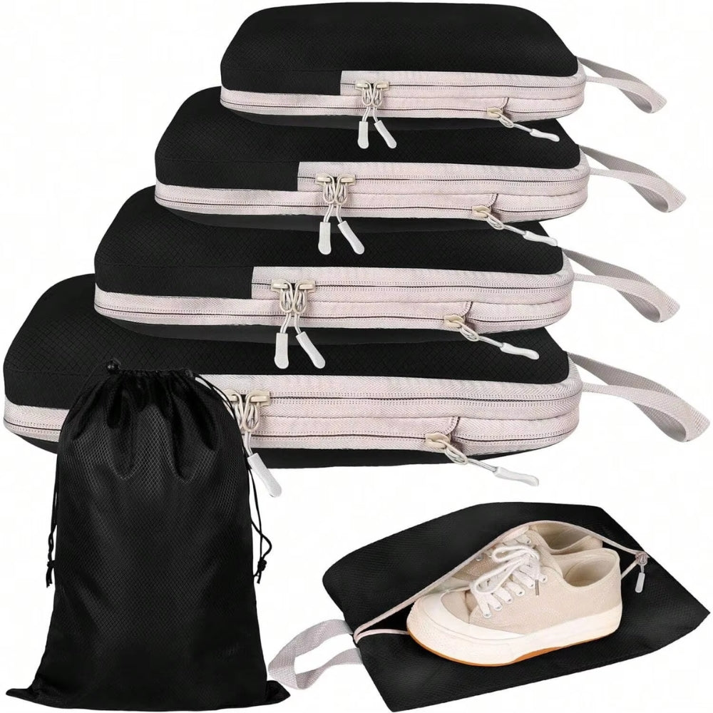 6-Piece Compression Packing Cube Set – Space-Saving Travel Storage Bags