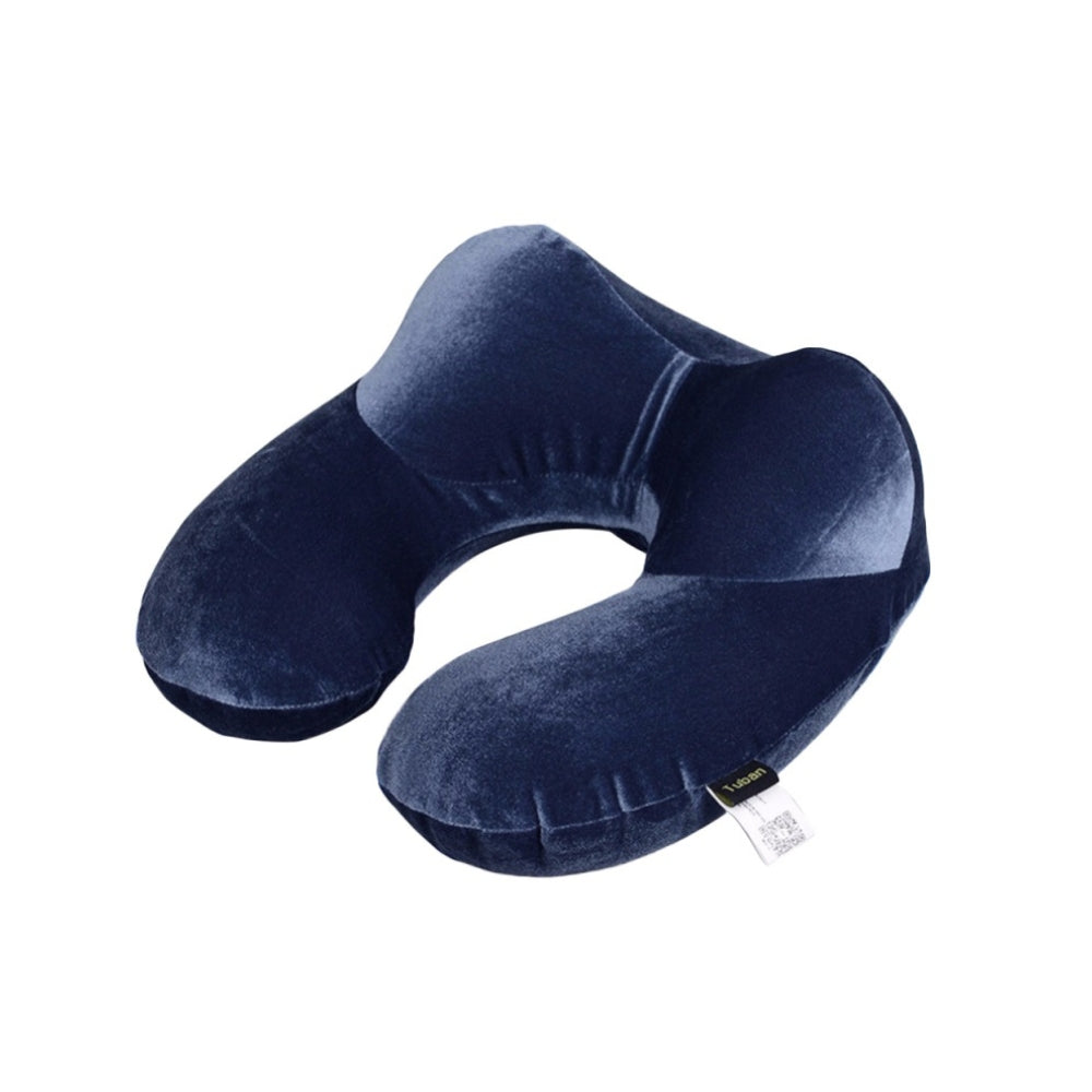 U-Shape Inflatable Travel Neck Pillow – Soft Velvet Support for Long Travel
