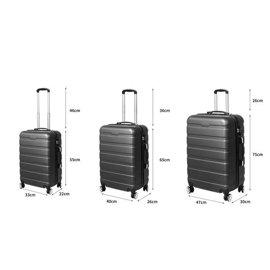 Slimbridge 3PC Luggage sets Suitcase Dark Grey-1919892861051080706